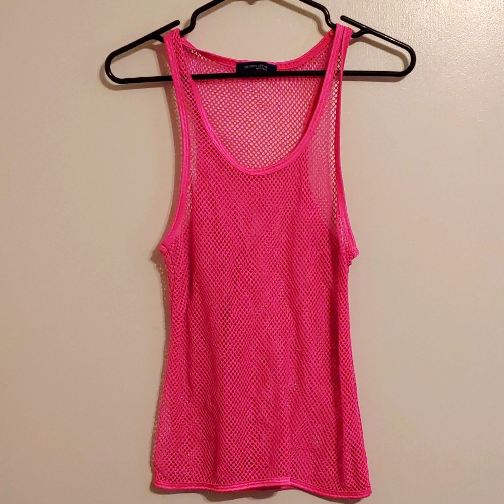 Pink Fishnet Tank